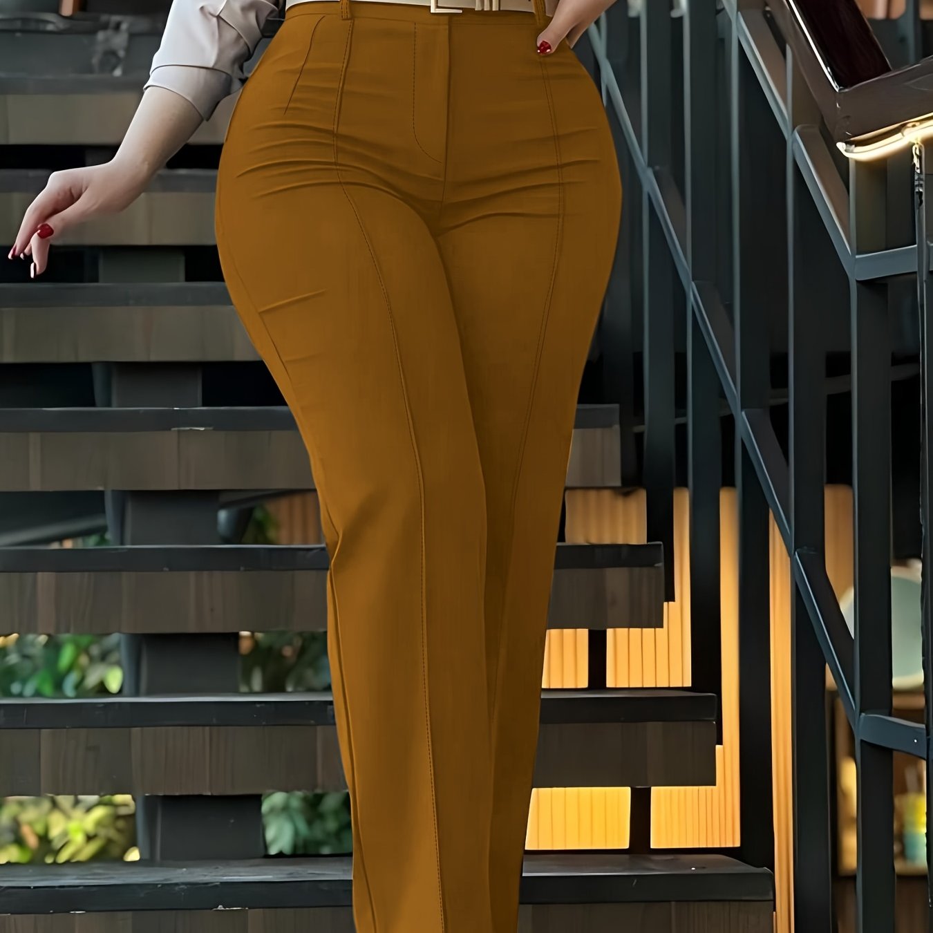Women'S Chic Style Solid Color Suit Pants - Elegant High-Waisted, Long Trousers for a Sophisticated Look, Perfect for All Seasons